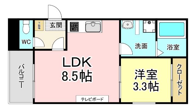 TIDY西小倉(1LDK/1階)の間取り写真
