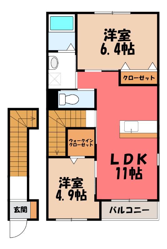 クオーレI(2LDK/2階)の間取り写真