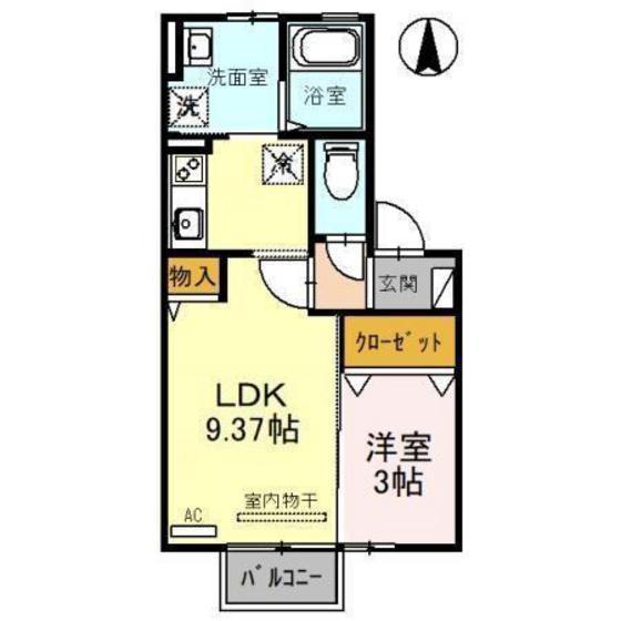フェリスさくらII(1LDK/2階)の間取り写真