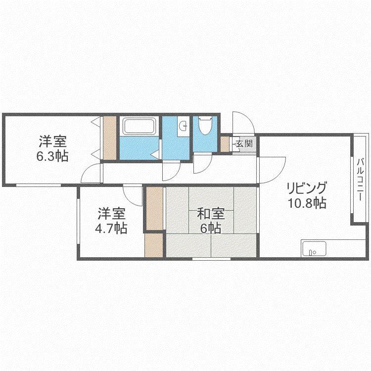 大谷マンションⅠ(3LDK/2階)の間取り写真