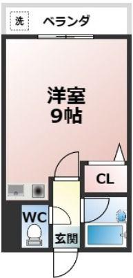 アップルハウス(ワンルーム/2階)の間取り写真