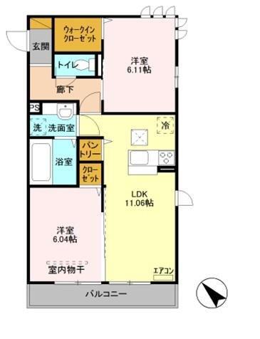 グランヴェール・I(2LDK/3階)の間取り写真