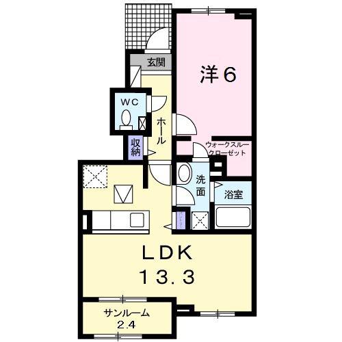 グレイス リーフ 葵(1LDK/1階)の間取り写真