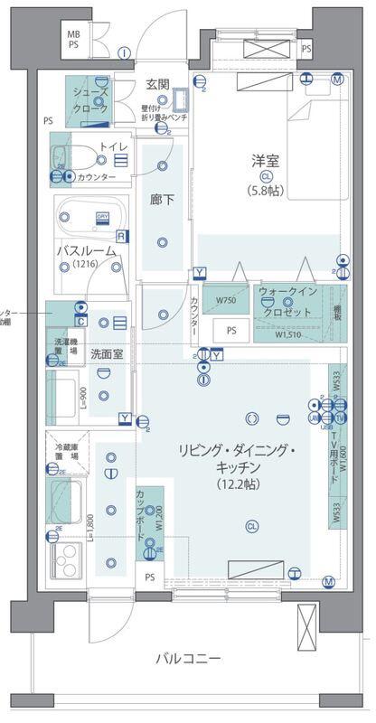 グローベル ザ・ガーデン新宿西落合(1LDK/3階)の間取り写真