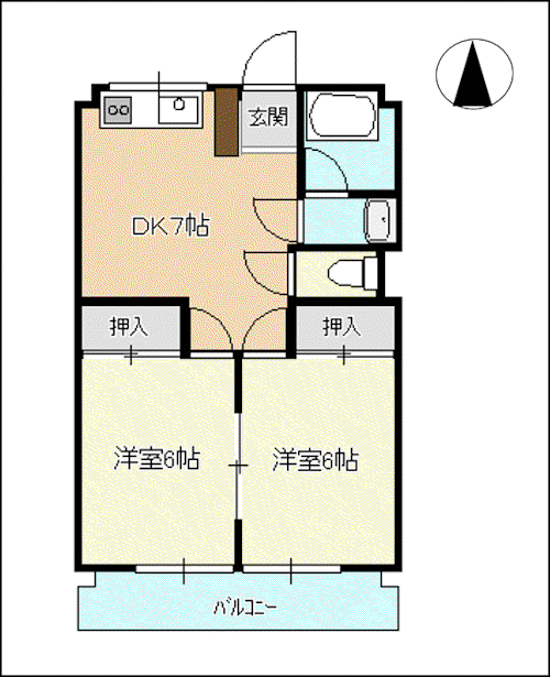 リアライズ岐南(2DK/2階)の間取り写真