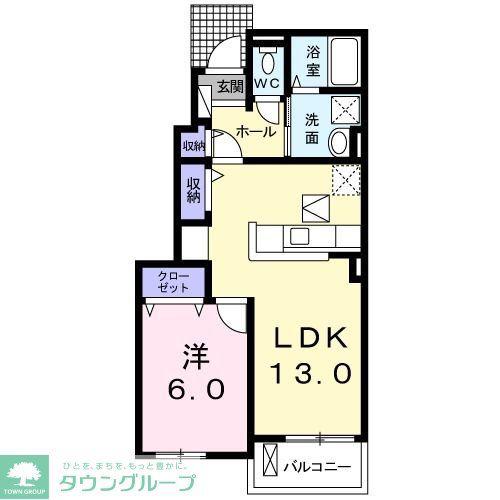 クレストコート(1LDK/1階)の間取り写真