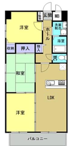 杉村ビル(3LDK/6階)の間取り写真