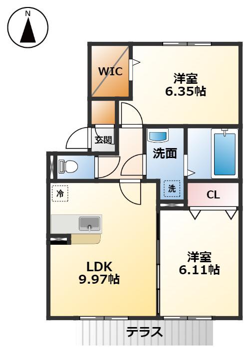 サン アベニール(2LDK/1階)の間取り写真