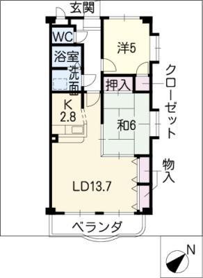 PARK AVENUE(2LDK/3階)の間取り写真