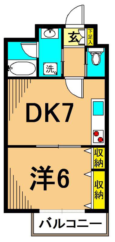 WELL HOUSE 東大井 A棟(1DK/1階)の間取り写真