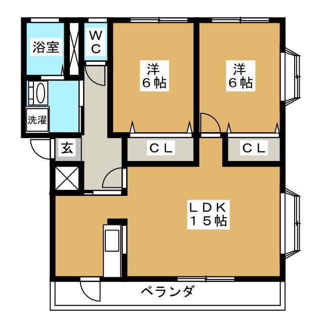 コバビレッジC棟(2LDK/2階)の間取り写真