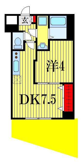 ウイリアムV(1DK/1階)の間取り写真