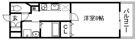 ラガール(1K/1階)の間取り写真