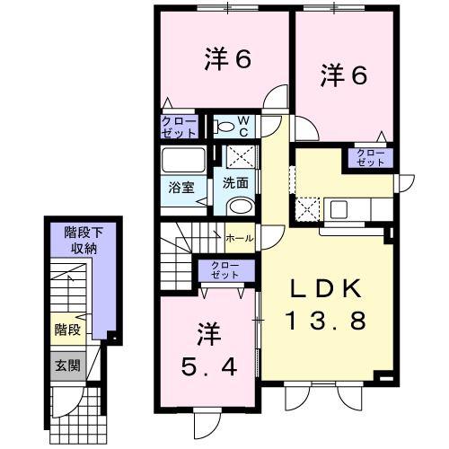 パーク水明 A(3LDK/2階)の間取り写真