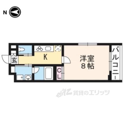 京阪鴨東線 出町柳駅 バス乗車時間:10分 最寄りバス停で下車 徒歩2分 5階建 築8年(1K/1階)の間取り写真