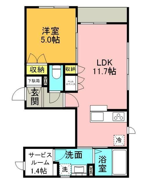 駒沢公園テラス(1SLDK/1階)の間取り写真