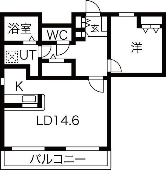 セカンドステージ平針(1LDK/1階)の間取り写真
