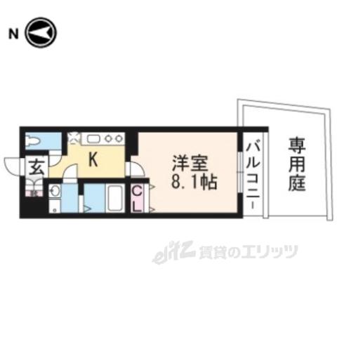 アドバンス京都アリビオ(1K/1階)の間取り写真