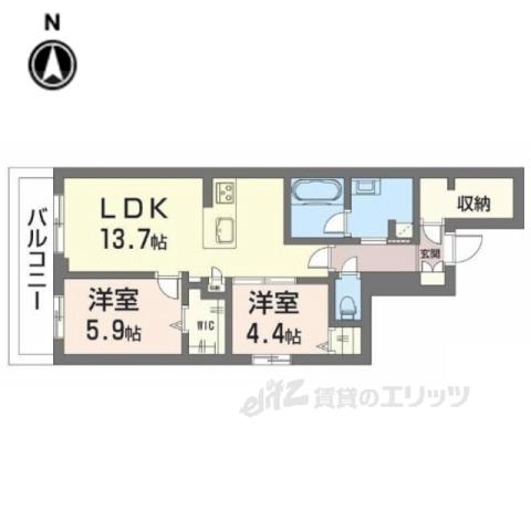シャーメゾン上松屋町(2LDK/2階)の間取り写真