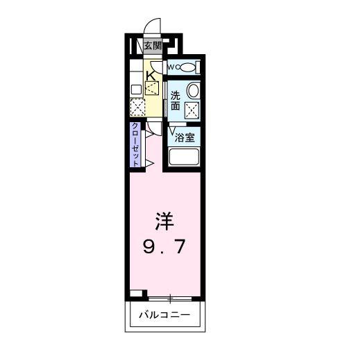 アイルヴィラK(1K/2階)の間取り写真