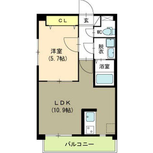 レンテ美咲(1LDK/4階)の間取り写真