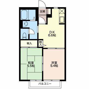 フレグランス東栄B棟(2DK/2階)の間取り写真