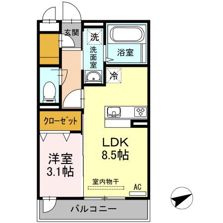 D-ROOM LABO(1LDK/3階)の間取り写真