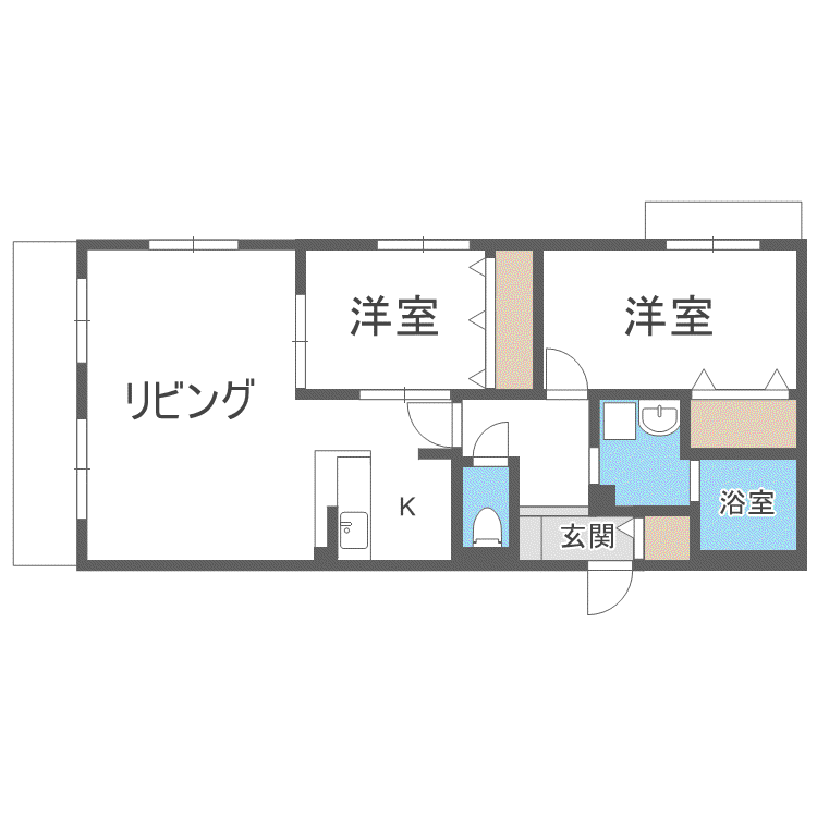 アビタ琴似2-2(2LDK/3階)の間取り写真