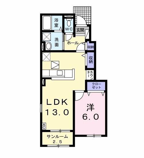 グラース上鎧II(1LDK/1階)の間取り写真
