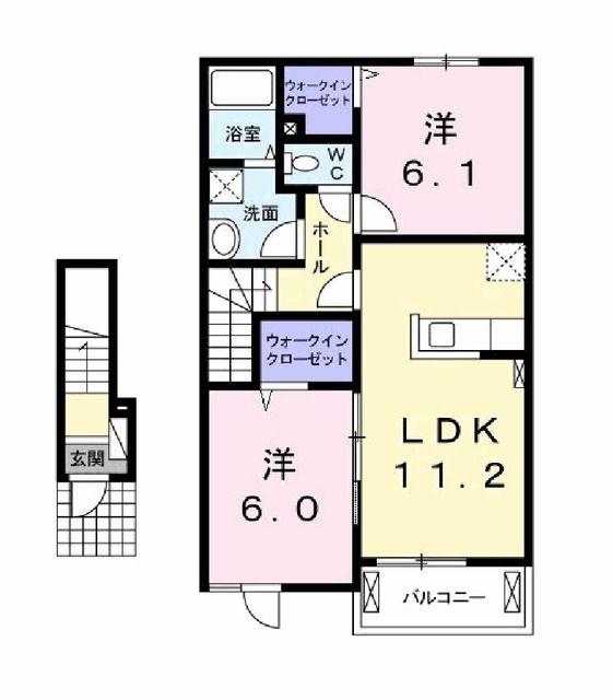 ガーデンハウス・プリムローズ(2LDK/2階)の間取り写真