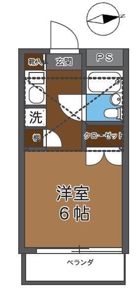 パレス蒔田II(ワンルーム/2階)の間取り写真