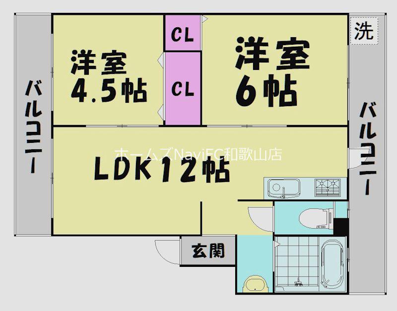 ネクサス和歌浦(2LDK/3階)の間取り写真