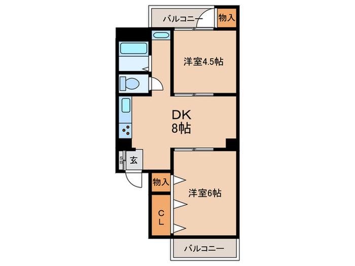 新庄ハイツ(2DK/4階)の間取り写真