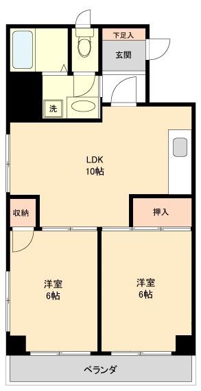 シャルマン(2LDK/8階)の間取り写真