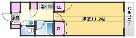 GRECALE南町(1K/2階)の間取り写真