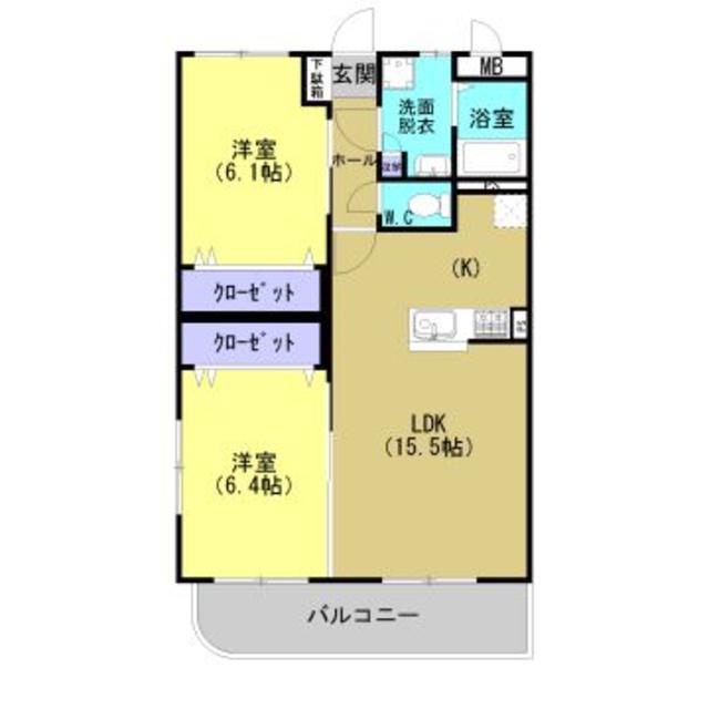 ジュネスII(2LDK/2階)の間取り写真