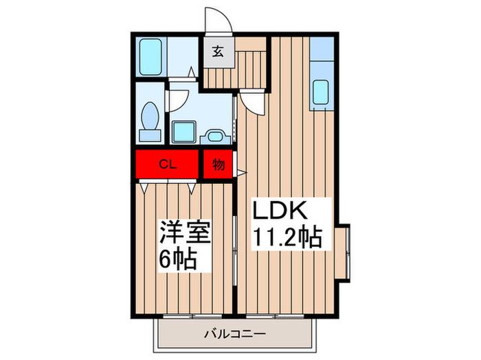 シルフィード(1LDK/2階)の間取り写真