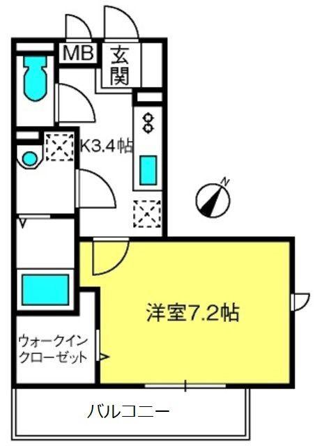 エギスハイム(1K/2階)の間取り写真