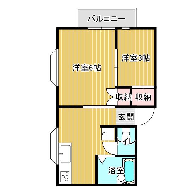 ミルフィーユ(2K/2階)の間取り写真