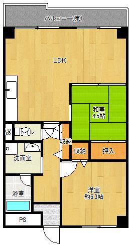 堂ヶ芝ビューハイツ(2LDK/3階)の間取り写真