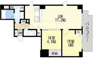 ラ・クレアーレ京町堀パークヴィラ(2LDK/8階)の間取り写真