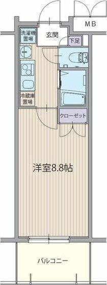 パルティール神宮前(1K/8階)の間取り写真