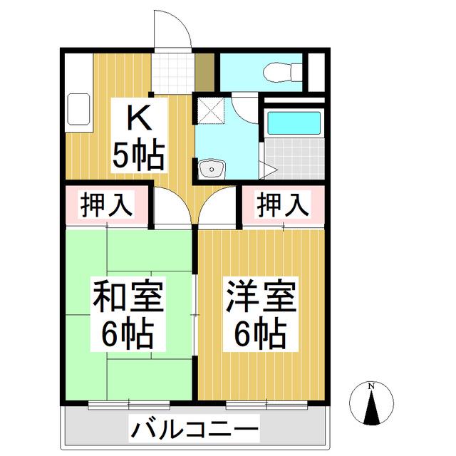 コーポラス桜井2(2K/2階)の間取り写真