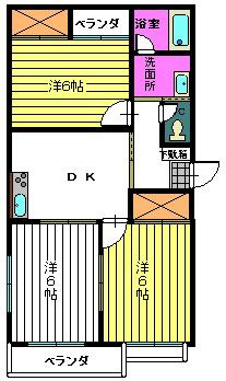 グリーンヒルズ大川C(3DK/2階)の間取り写真