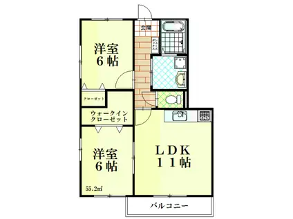 シス・メゾン(2LDK/2階)の間取り写真