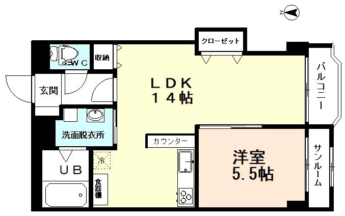 グレイスハイム(1LDK/5階)の間取り写真