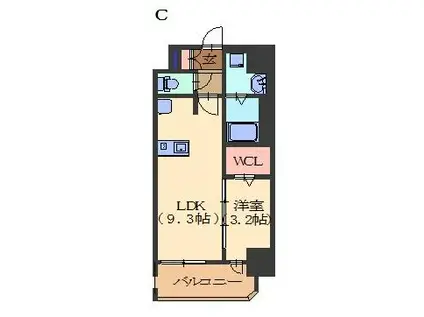 プレサンスNAGOYA覚王山(1LDK/7階)の間取り写真