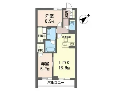 クラーロ(2LDK/1階)の間取り写真