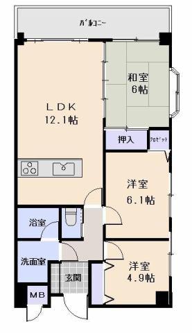 いよてつロフティ郡中(3LDK/6階)の間取り写真