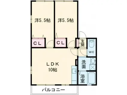 レトア・コート(2LDK/2階)の間取り写真